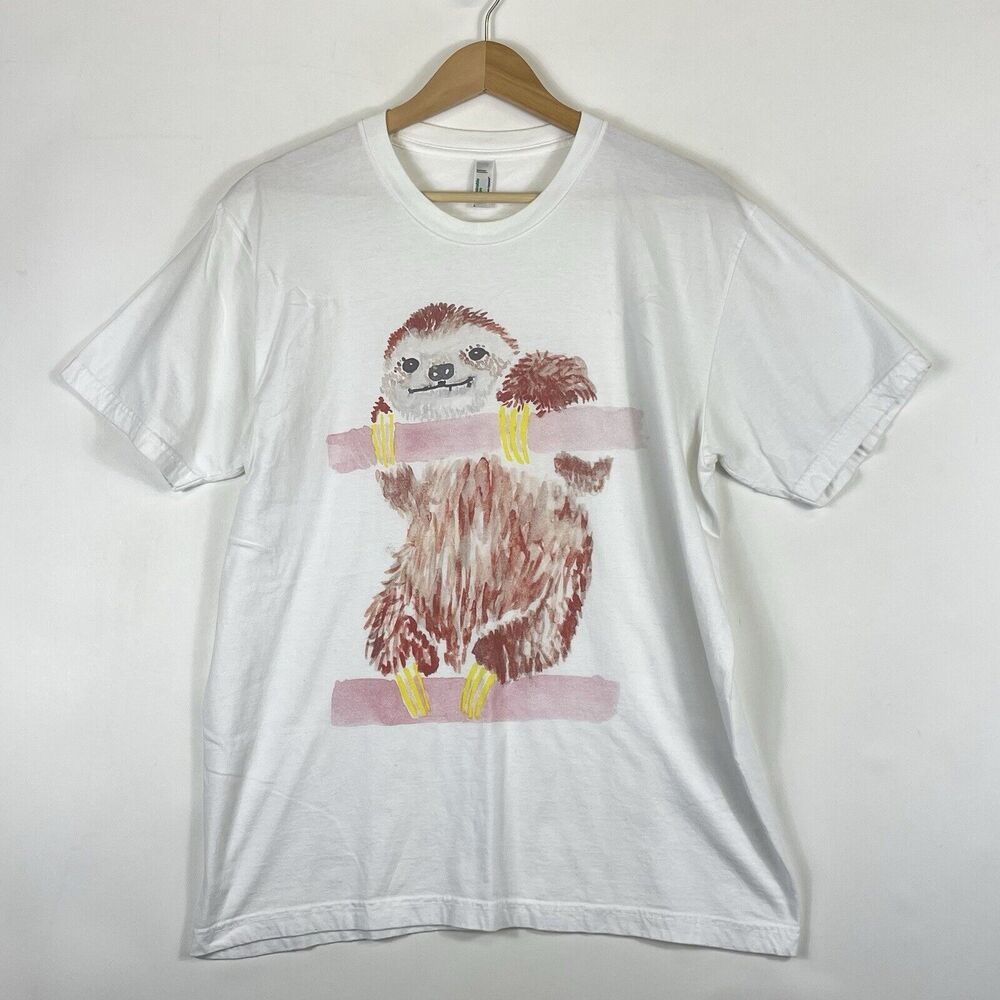 American Apparel Buttercup Sloth Costa Rica Ethical T-Shirt Top Shirt Mens Large